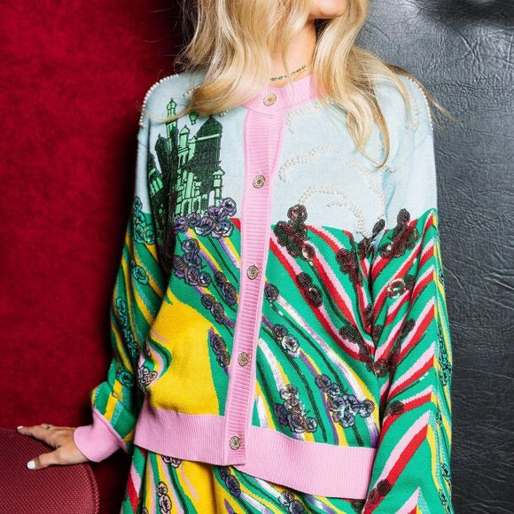 NWT Queen of Sparkles Licensed Yellow Brick Road to Oz Button Up Cardigan - Picture 7 of 10